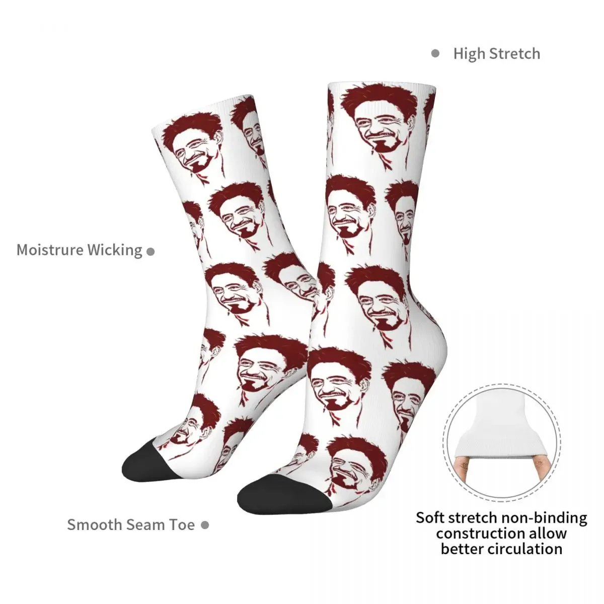 Robert Downey Jr Socks Harajuku High Quality Stockings All Season Long Socks Accessories for Unisex Birthday Present