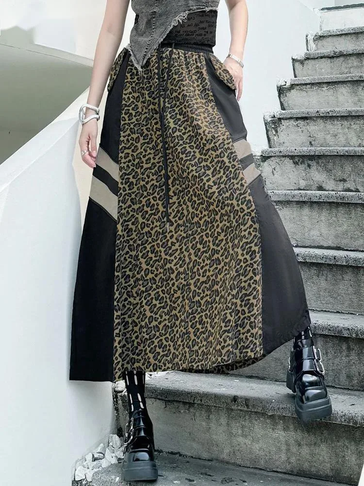 

Камуфляжная повседневная юбка трапециевидной формы с высокой эластичной резинкой на талии и цветными блоками, женская модная новинка весны и осени