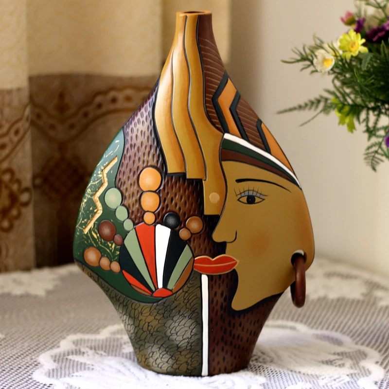 Handicrafts Ceramic Vase Living Room Duobao Pavilion Dining Cabinet Ornament