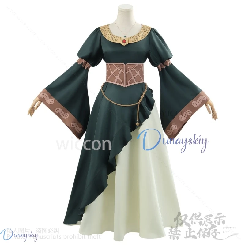 Costume de Cosplay du Film Anime Rohirrim, Robe Verte Hera, Perruques Rouges Lolita pour Femme, Bol, Halloween, Noël, Personnalisé
