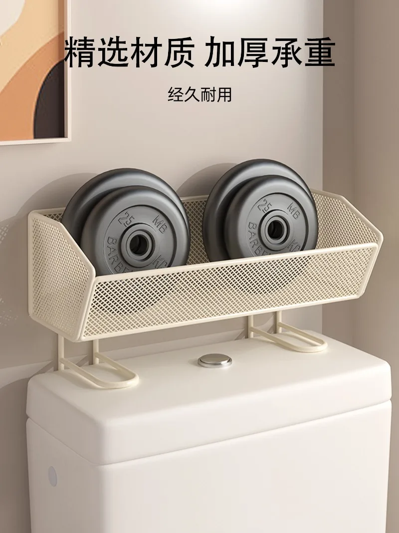 Toilet, toilet, shelf above, bathroom storage shelf,  multi-functional toilet supplies, storage artifact