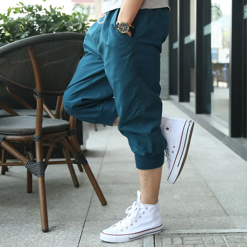 Casual Cropped Pants Men's Small Feet Casual Pants Cotton Shorts Versatile Loose Sports Harem Pants