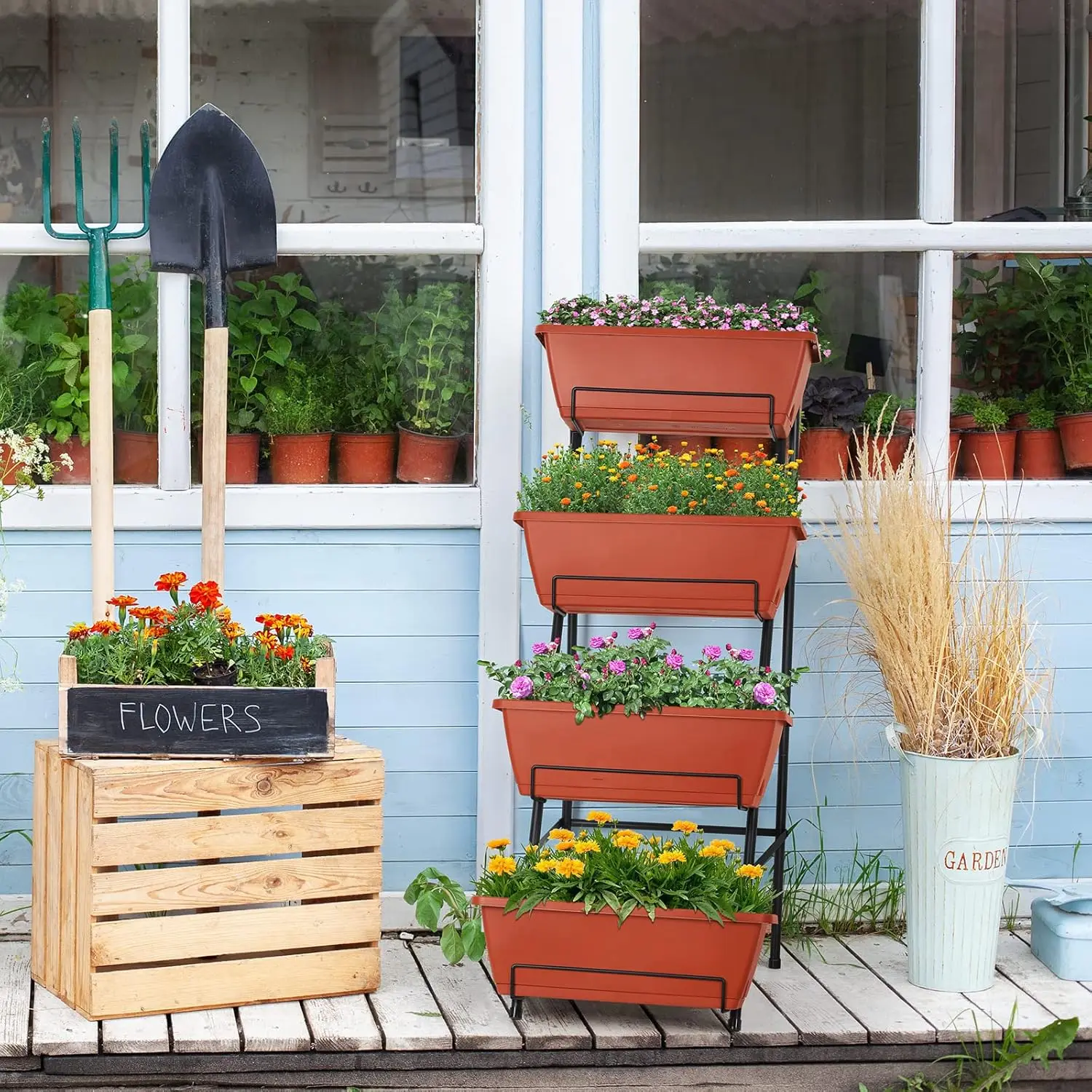 4th floor indoor and outdoor elevated herbal garden bed with legs, vertical flower pot