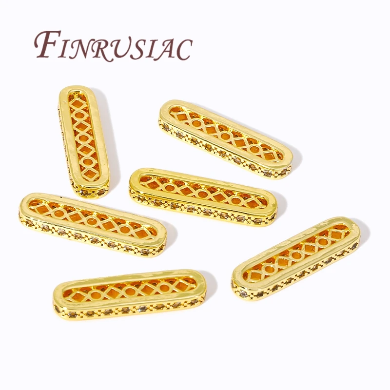 14K/18K Gold Plated Brass Spacer Bar Beads,3/5/7 Holes Spacer Bar,Multi Chain Necklace Findings,Zircon Paved Spacer Bar Beads