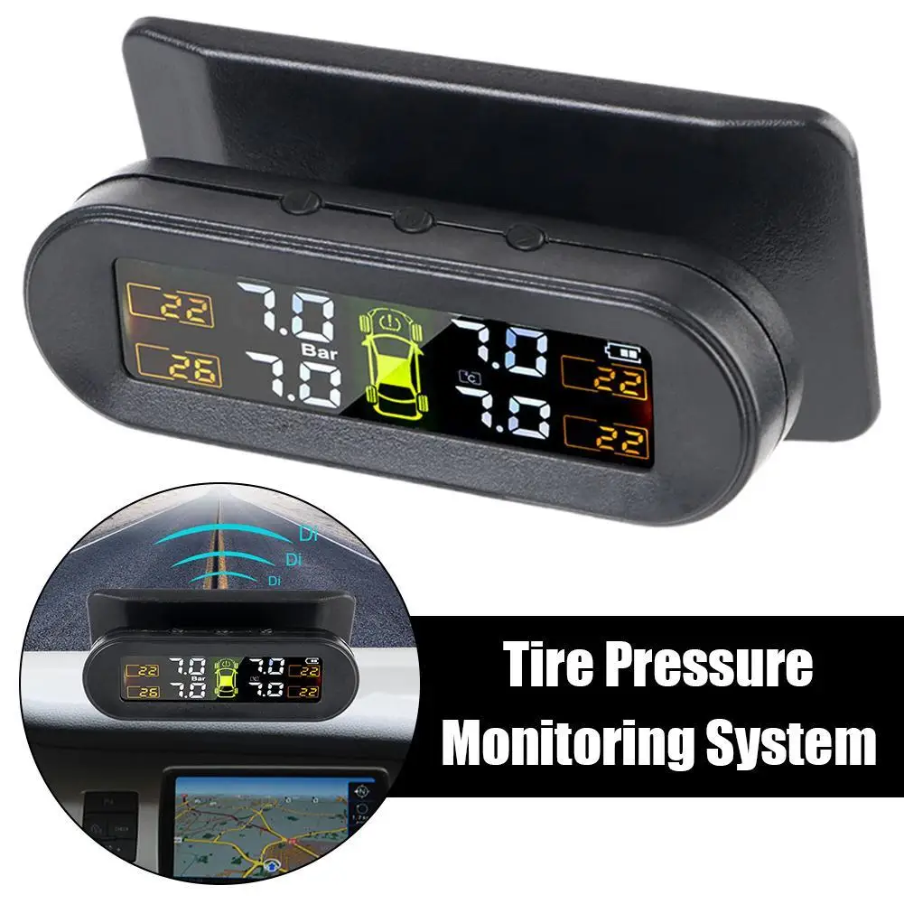 

Солнечная энергия TPMS Автомобильная система контроля давления в шинах Инструменты для предупреждения температуры давления в шинах с 4 датчиками для универсального автомобиля