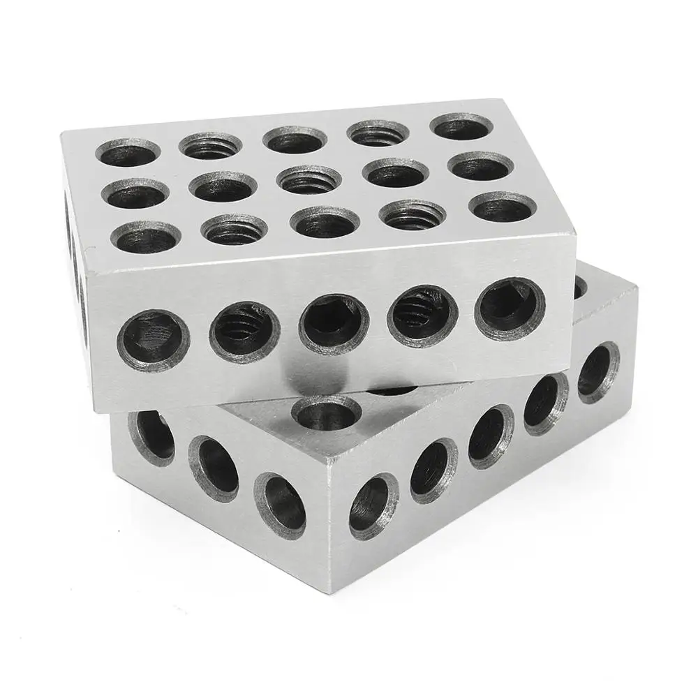 

2pcs 1x2x3 Inch Blocks 23 Holes Parallel Clamping Milling Tool Precision 0.0001 Inch