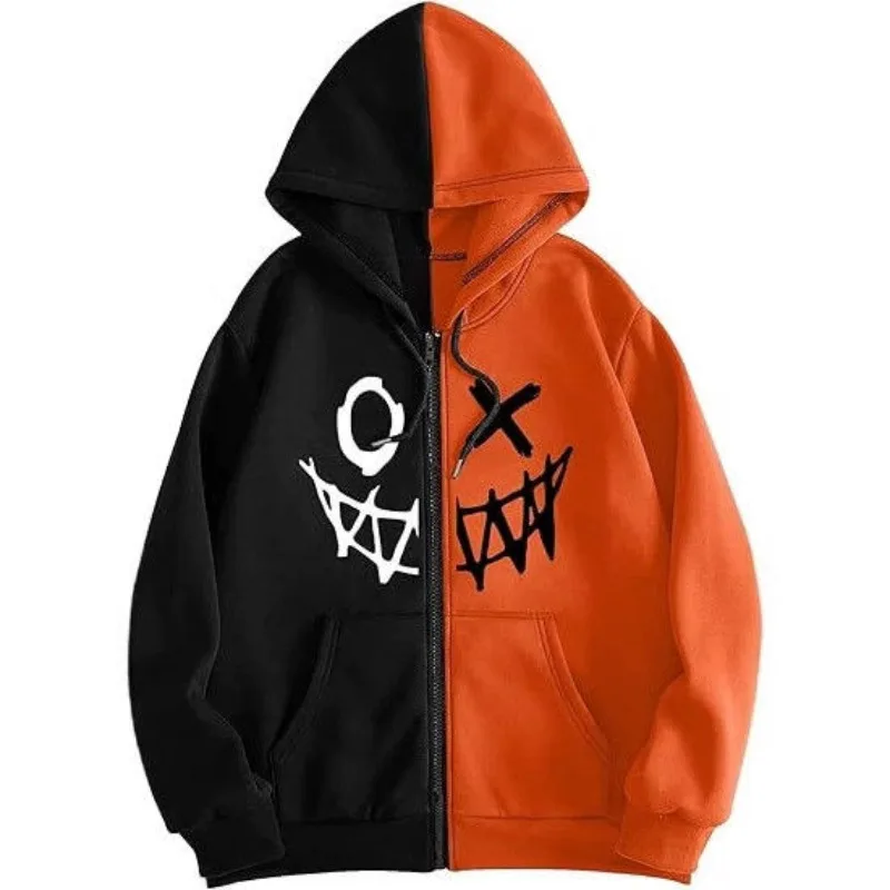 Cardigan à capuche imprimé rétro, nouvelle tendance, personnalisé et exquis, pour couples avec la même fermeture éclair, sweat-shirt simple et polyvalent