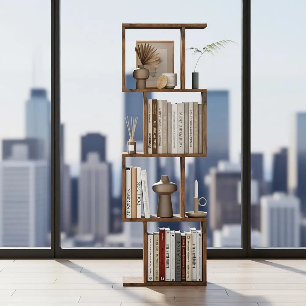 

Современная 4-уровневая книжная полка из орехового дерева для гостиной, спальни, домашнего офиса