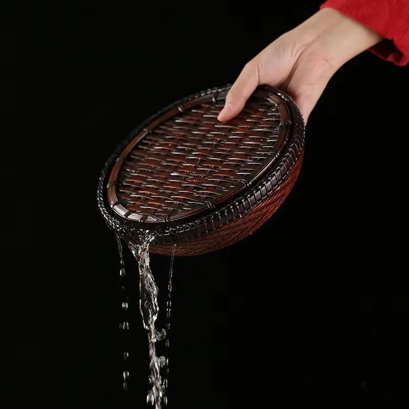 for 100% natural sustainable bamboo water tray, high density woven teapot holder, antibacterial oriental tea tray