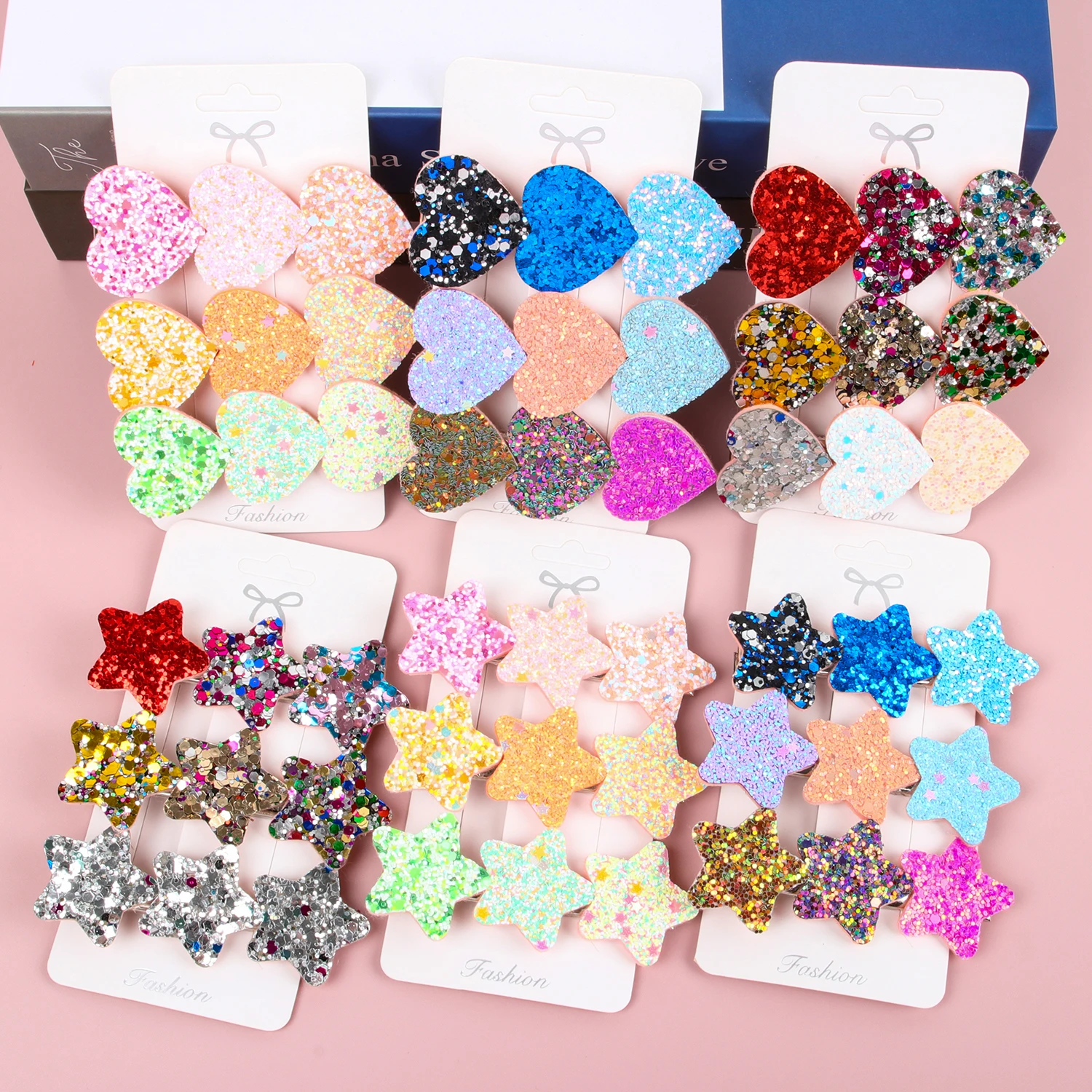 3PCS Colorful Star Hair Clips Women Grils Cute Glitter Heart Hairpin Barrettes Hair Clip Headwear Children Kids Hair Accessories