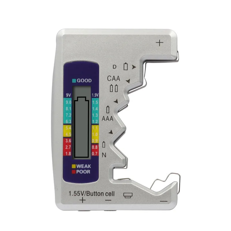 BT-886 Black Portable Battery Capacity Indicator Compact Size Lithium Battery Level Tester Digital Display Battery Voltage Meter