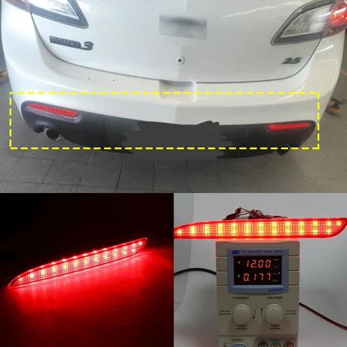 2 uds LED Reflector de coche luces de freno traseras para Mazda 3 2010 2011 2012 2013 luz antiniebla de advertencia de parachoques trasero accesorios de coche