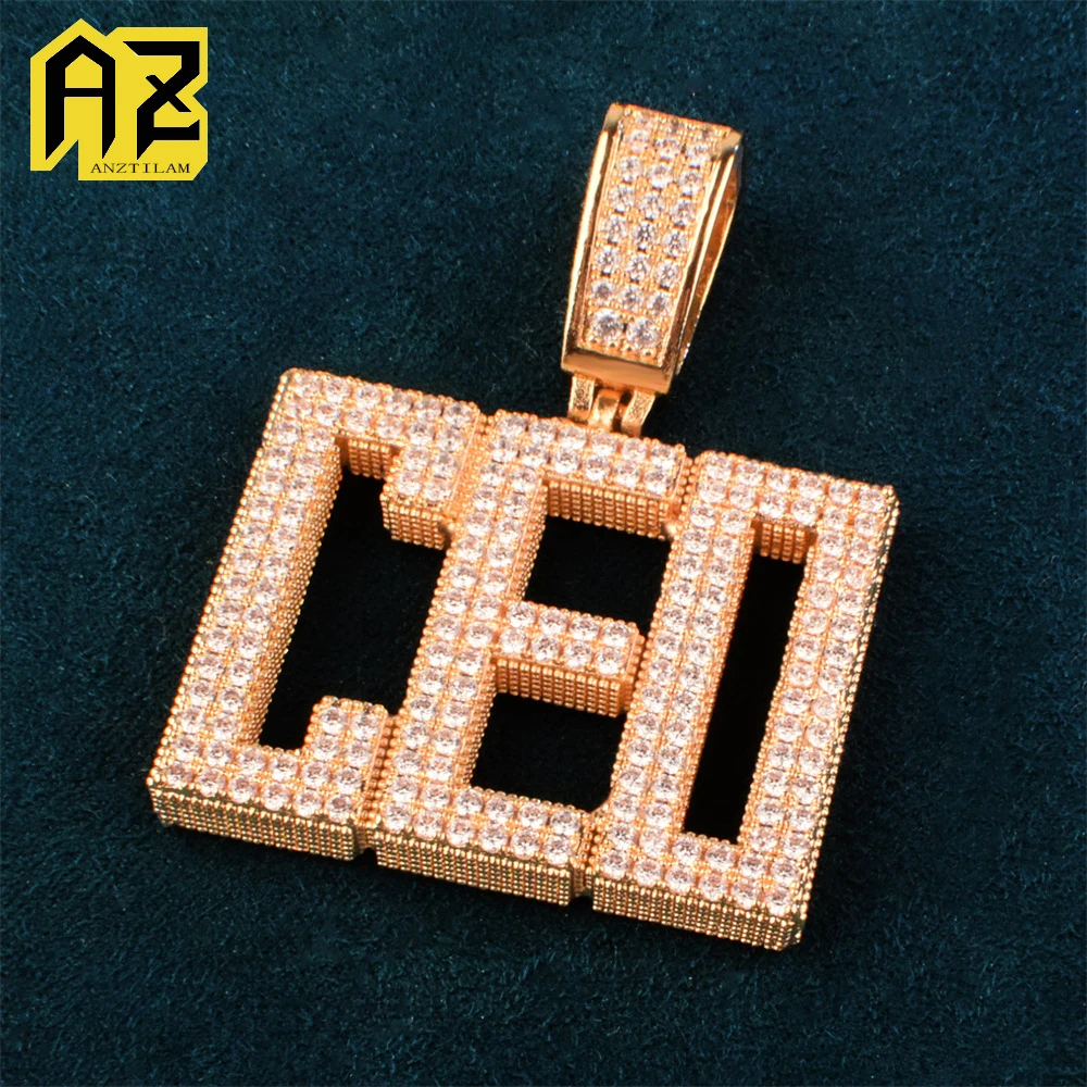 

Anztilam Square индивидуальное имя буквы Iced Out кулон ожерелья для женщин мужчин латунь панк хип-хоп ювелирные изделия