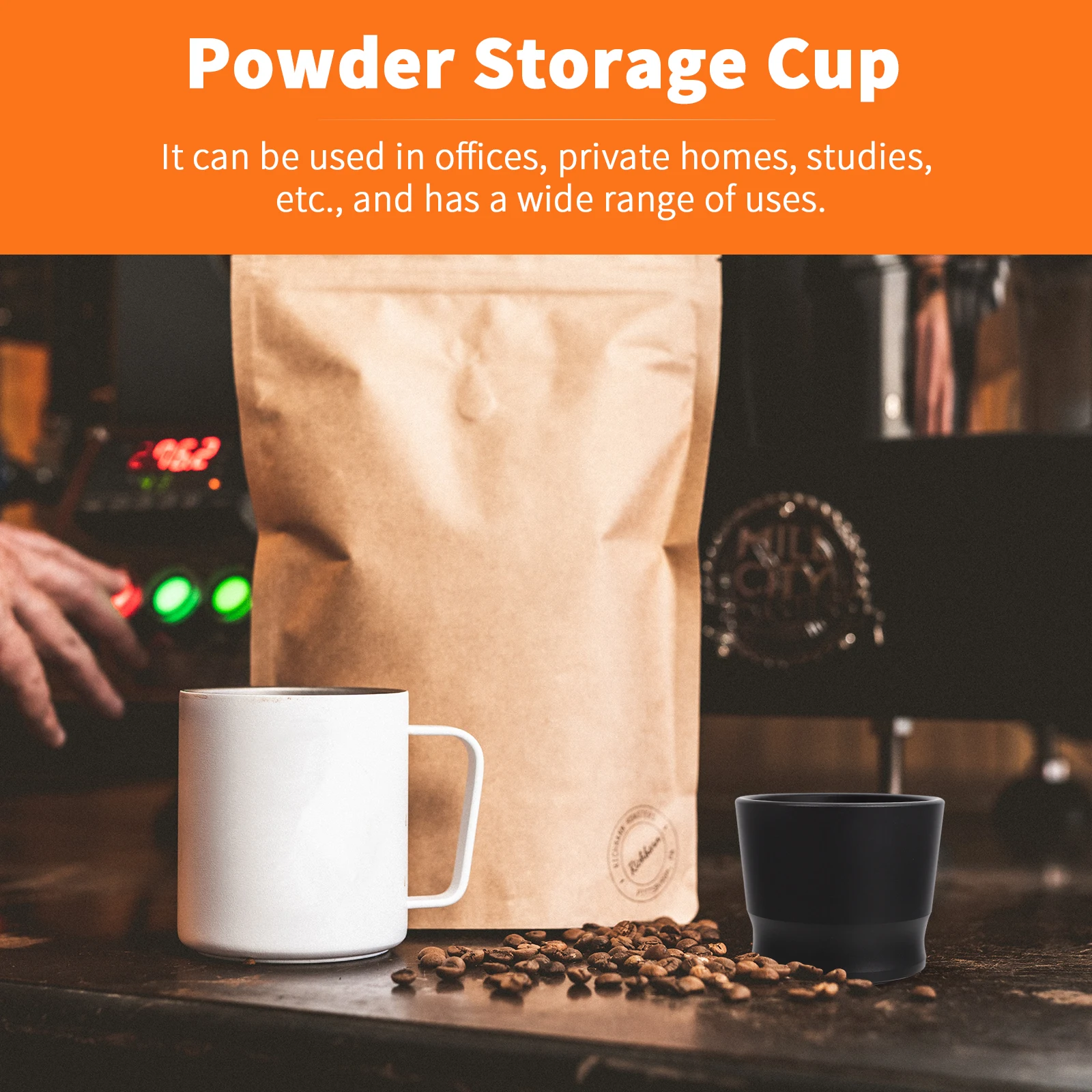 

1pc Coffee Grounds Container Machine Handle Powder Cup Storage Receiving Espresso Aluminum Alloy Portable Office Home