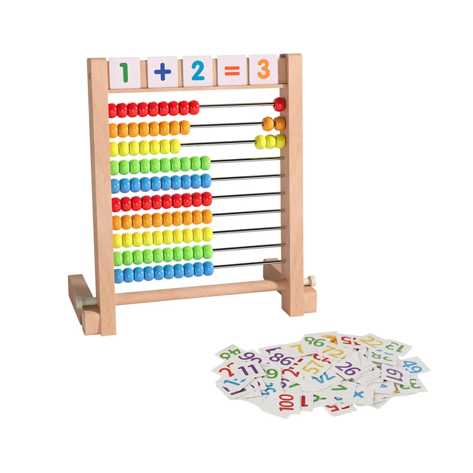 

Colorful Wooden Abacus Educational Counting Toy Ten Frame Set Calculating Beads Toys Math Manipulatives for Children Learning