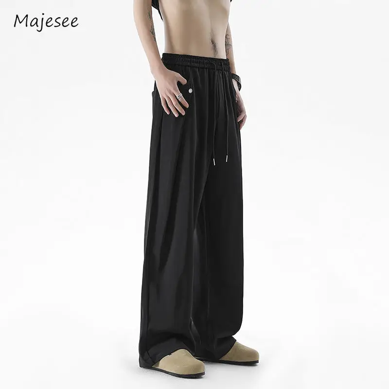 Solid Casual Pants Men Straight Loose Youthful Vitality Teens Couples Designed High Street Drawstring Autumn All-match Joggers