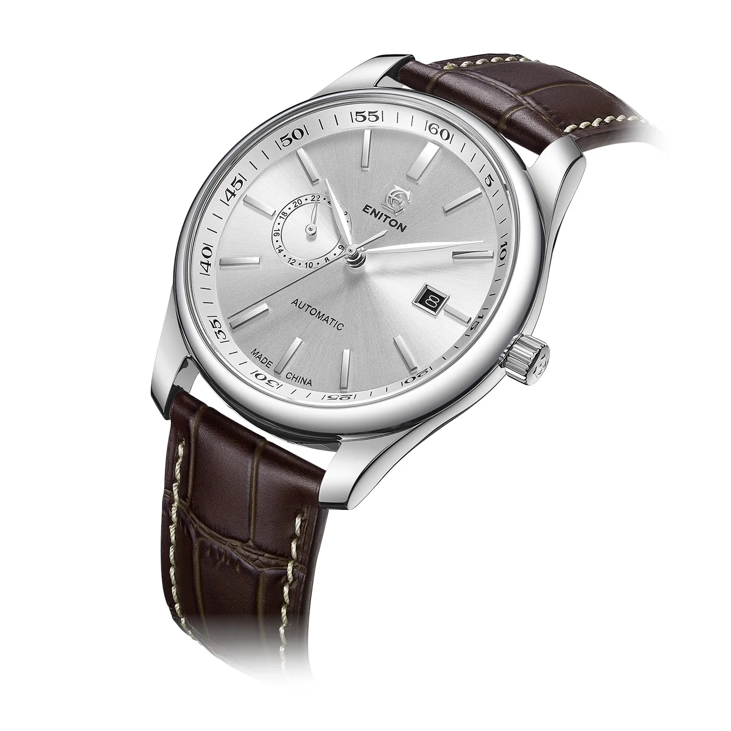 ENITON ساعة أوتوماتيكية للرجال الفولاذ المقاوم للصدأ 316L 8215 حركة الراقية الفاخرة رجل ساعة مقاوم للماء حلقة من جلد ساعة ميكانيكية