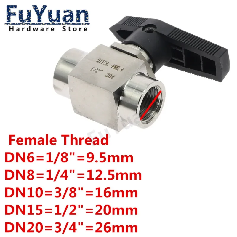 

Шаровой кран 1/8 дюйма 1/4 дюйма 3/8 дюйма 1/2 дюйма 3/4 дюйма 1 дюйм BSP с внутренней резьбой из нержавеющей стали 304, высокотемпературный 2-ходовой шаровой кран высокого давления
