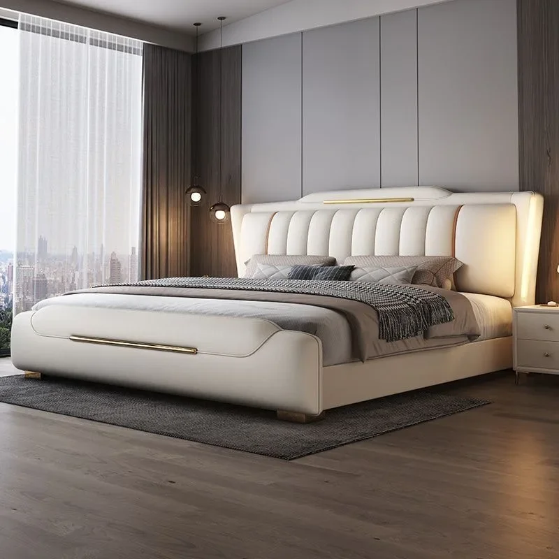 frames queen size Double beds home luxury modern king Two persons sofas Double beds lit intelligent moveis bedroom furniture