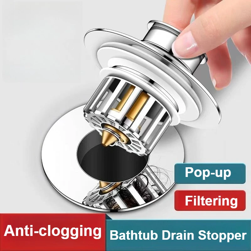 

Anti-clogging Bathtub Drain Stopper Bathroom Sturdy Drain Protector Drain Plug 1PC Universal Pop-up Bathtub Stopper Rustproof