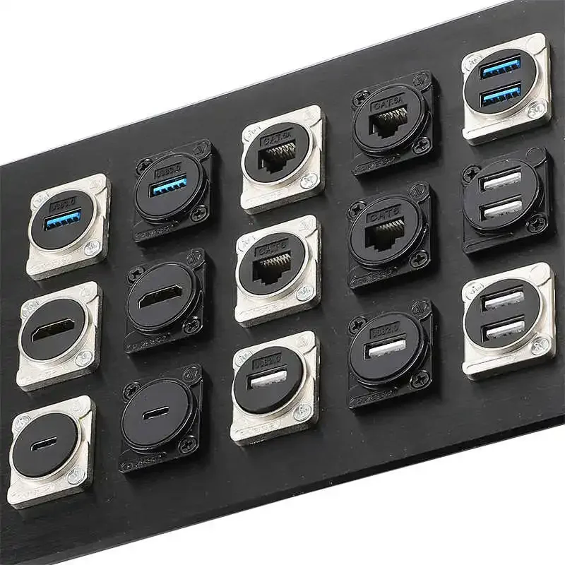 

Type-D Multifunctional Data Module 86 Panel Audio Video Socket XLR VGA BNC RJ45 RJ11 Jack 3.5/6.35 RCA USB3.0 TypeC Connector