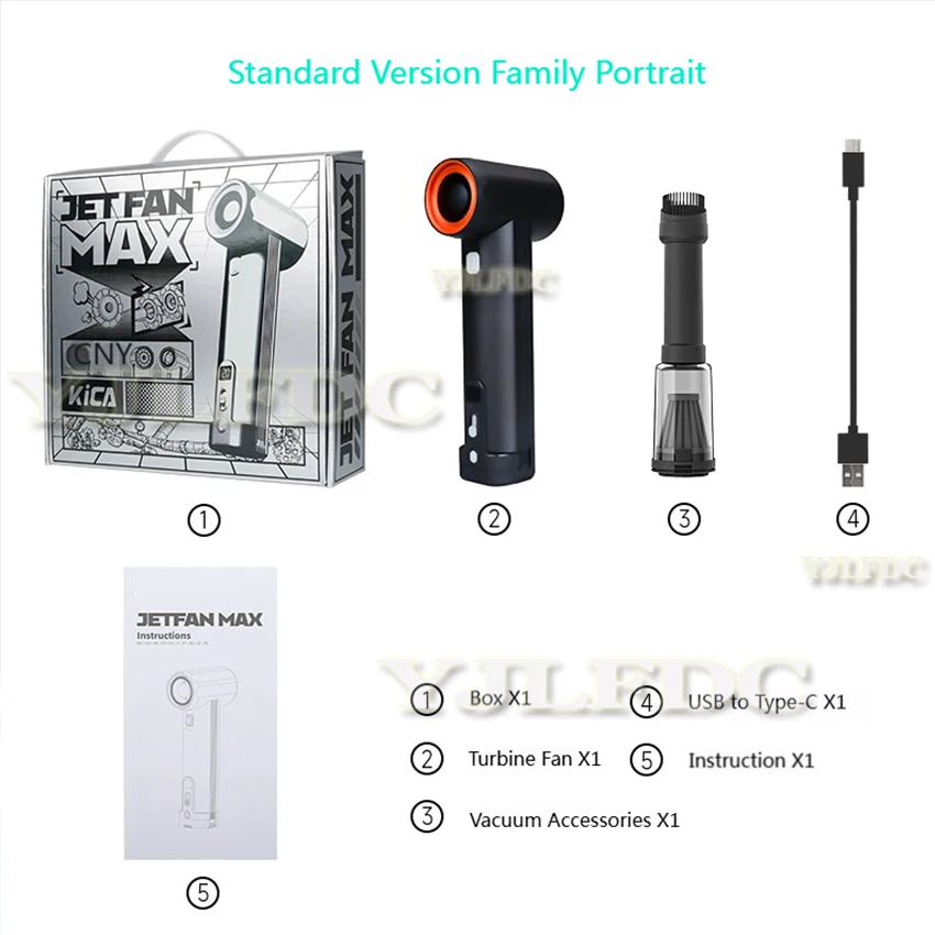 Ventilatore d'acqua per auto 785W Turbofan super grande Ventilatore violento portatile Turbo Velocità del vento superiore a 85000 giri/min e 900g Regolazione continua della velocità