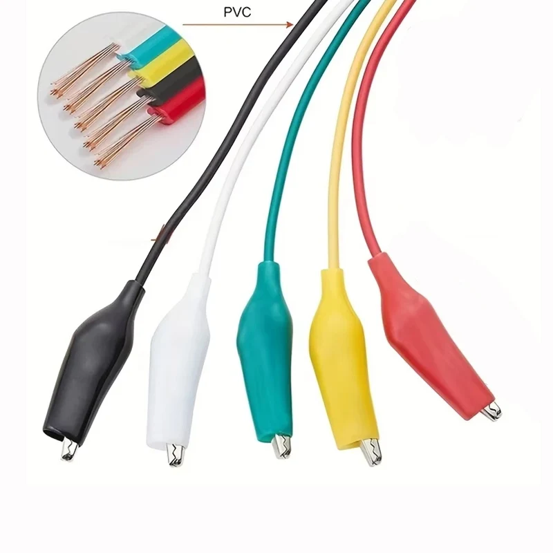 DIY Clip de cocodrilo número abrazadera de prueba de doble punta Cable pinzas de cocodrilo Cable de prueba Clip línea longitud 50cm