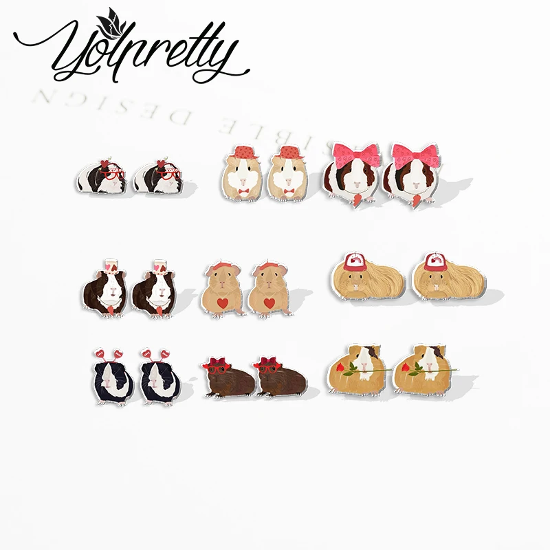 2023 Cartoon Guinea Pig Music Stars Acrylic Stud Earrings Resin Epoxy Ear Fashion Jewelry Earrings for Women Girls