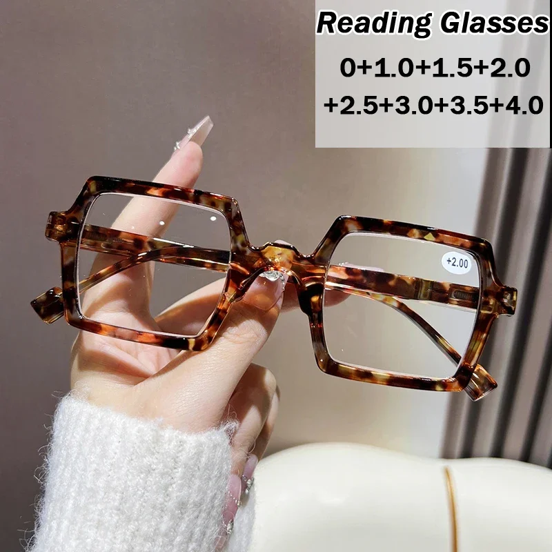 

Anti-blue Light Women Men's Reading Glasses Trendy Oversized Frame Computer Far Sight Eyeglasses Finished Prescription Eyewear