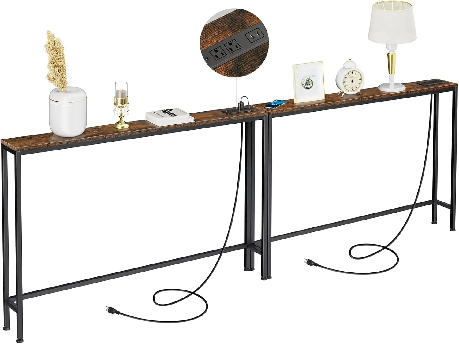 Console Sofa Table with Power Outlets, 94.4