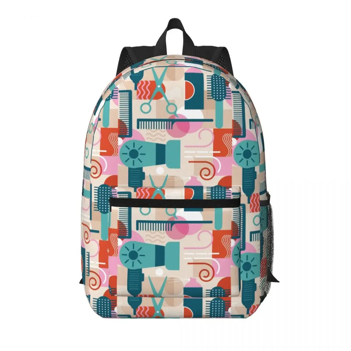 Barber Shop Equipment Element Pattern Student Backpack School Bag Hiking Travel Daypack for Boys Girls Bookbag Shoulder Bags