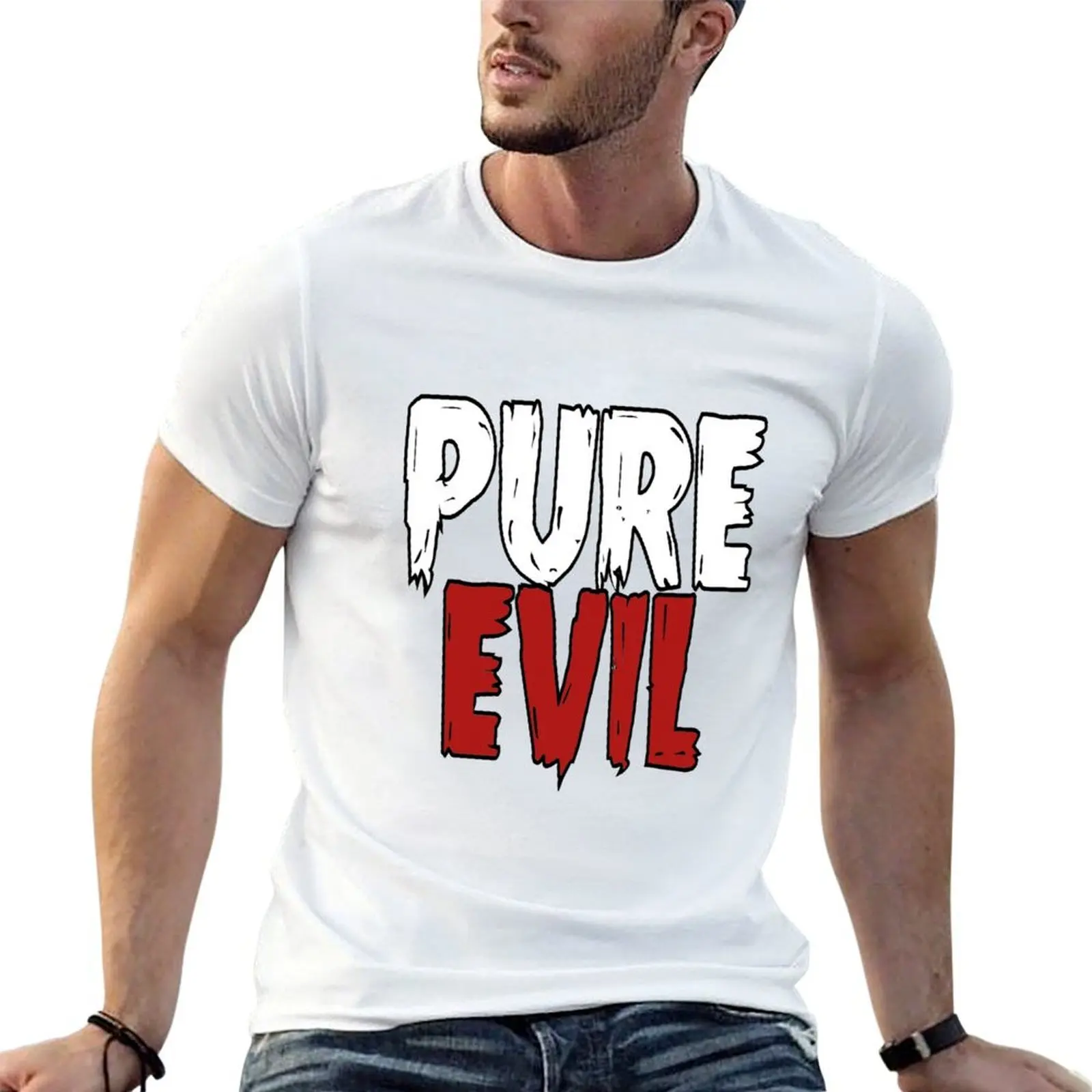 

Pure Evil T-Shirt man graphic t shirt cotton t shirts man 100% T-Shirt