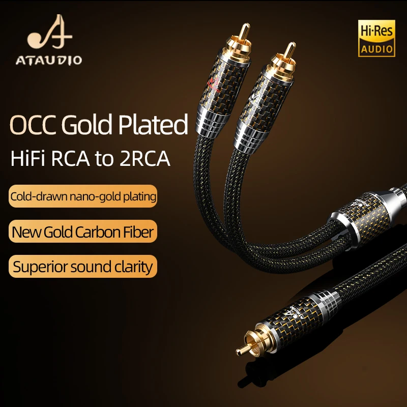 ATAUDIO HiFi RCA to 2RCA Audio Cable High Quality OCC Gold-plated RCA Male to 2RCA Male Jack Y Splitter Cable for Amplifier DAC
