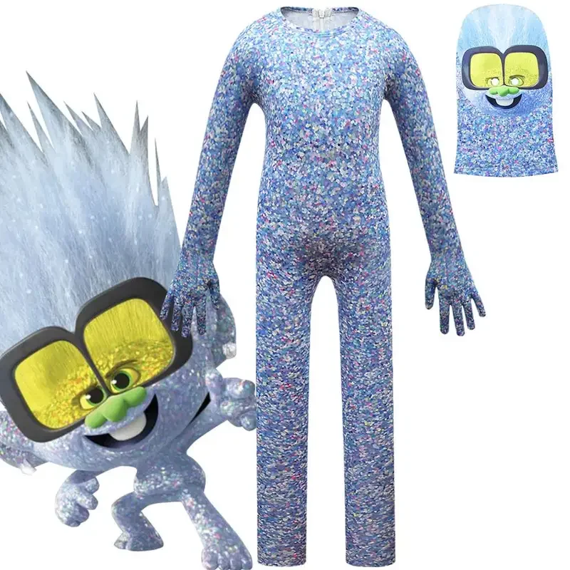 Trolls2 Kinder strumpfhose Cosplay Halloween kleines Diamant Kostüm Mohn Spitze Kleid Cosplay Junge Mädchen Geburtstag Geschenk Perücke Kostüm