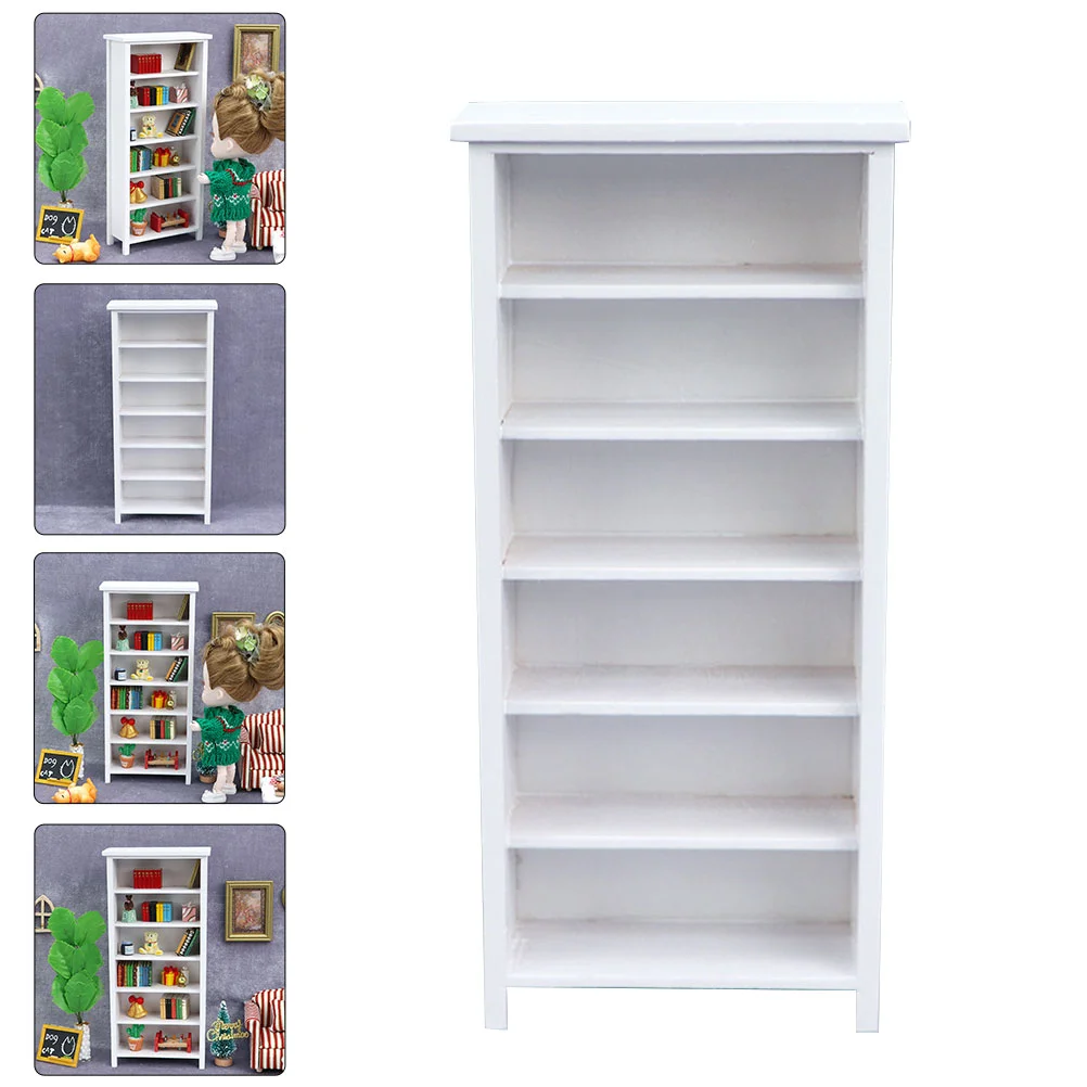 

Vertical Bookcase Model Miniature Stylish Furniture House Adorn Bookshelf Props Home Furnishing Wooden