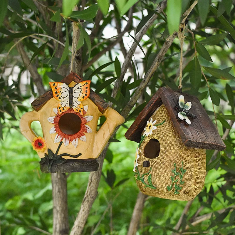 

Zml resin birdhouse outdoor crafts ornaments home garden balcony sculpture decorations