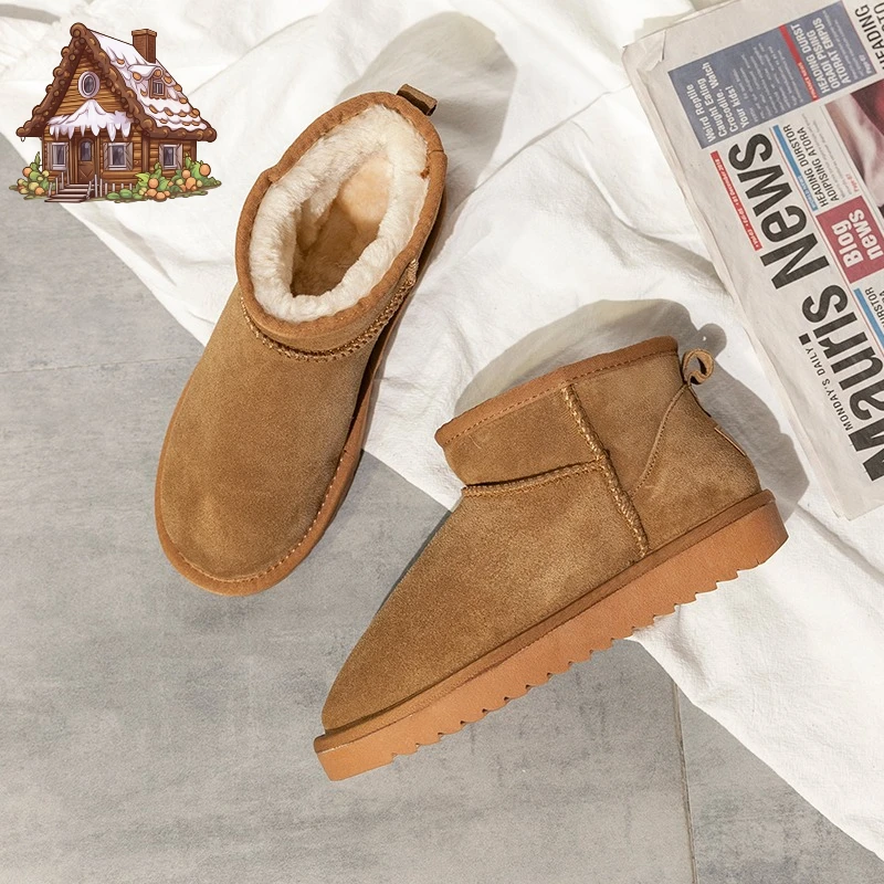 

Новинка 2025 года, женские зимние ультра мини-сапоги, дизайнерские австралийские кожаные ботинки на платформе, теплые ботильоны на меху, роскошные ботинки