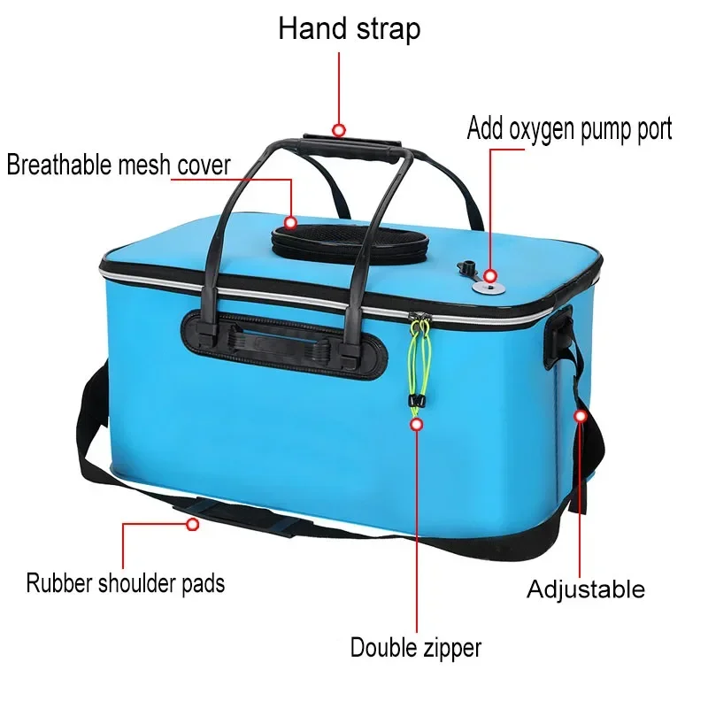 Fishing Bags Outdoor Foldable Fish Buckets Camping Portable Multifunctional Hand Fishing Live Fish Box EVA Thickening WaterTank