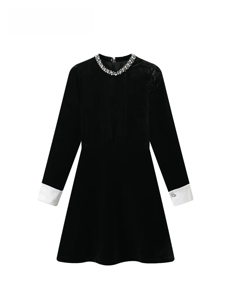 

Платье больших размеров с длинным рукавом, повседневное, весеннее, новая модель, женское, модное, стройнящее, в стиле «Маленький аромат», А-силуэт, для полных женщин