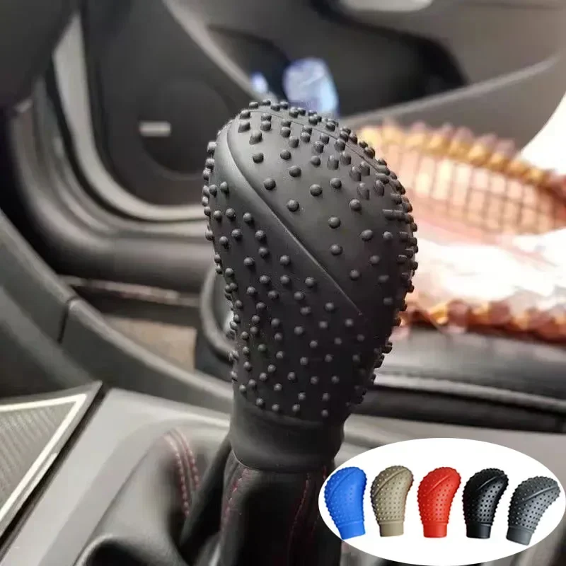 Car Gear Shift Knob Silicone Cover Universal Gear Rod Protect Case Dustproof WaterProof Lever Handle Skin Nonslip Manual Shifter 2