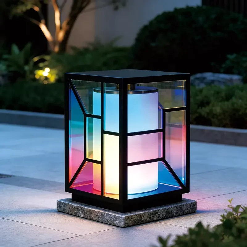 Premium Black Frame Iridescent Glass RGB Ambiance Outdoor Landscape Light- Patio Light Garden Light Lawn Light