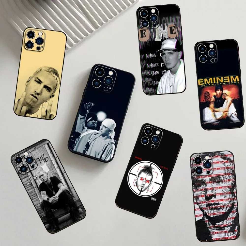 Singer E-Eminem Phone Case For iPhone 16,15,14,13,12,11,Pro,X,XS,Max,XR,Plus,Mini Silicone Black Shockproof TPU