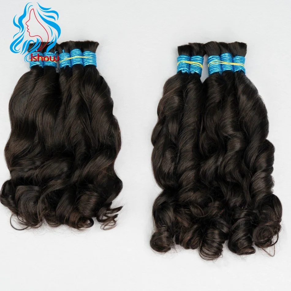 No Weft Straight Curly Bulk Braiding Vietnamese Hair Machine Made Human Hair Bulk Extensions 1B Blonde Color Hairpiece 18-30inch