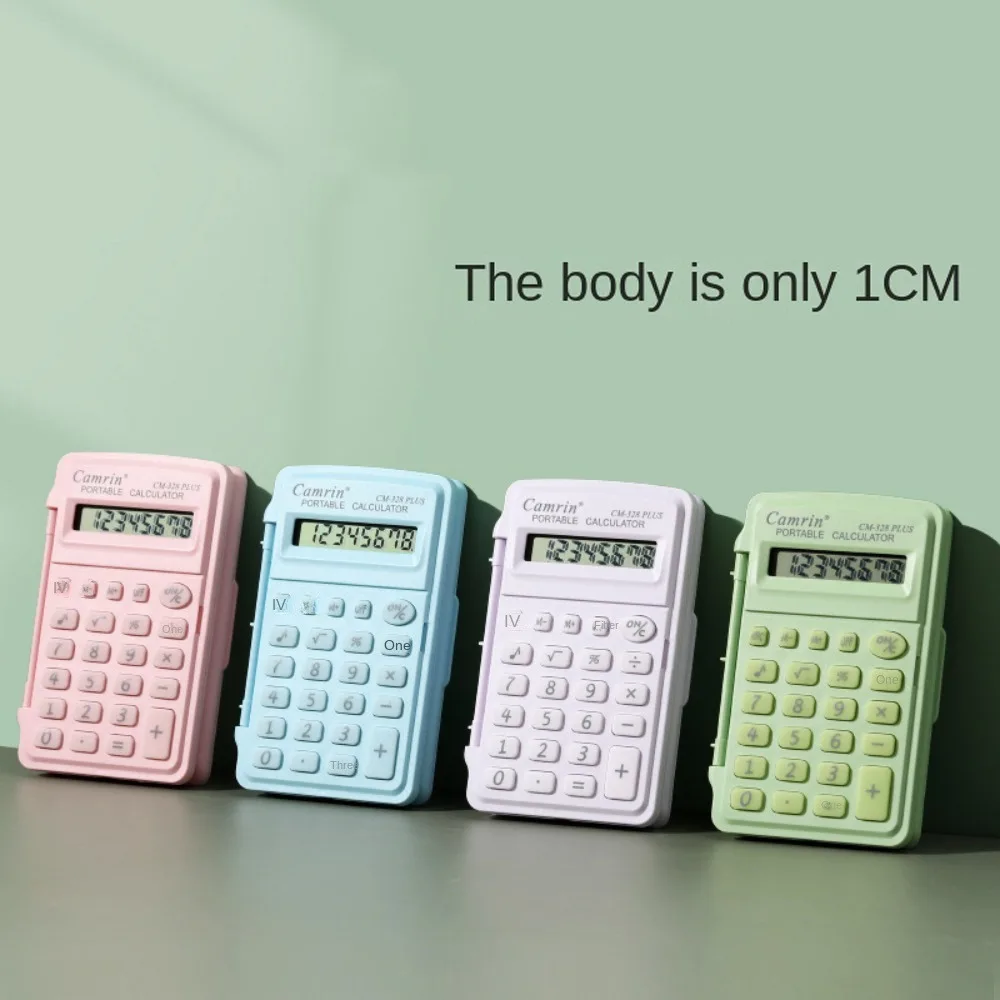 8 Digits Mini Flip Calculator Lightweight Smart Stay Mini Scientific Calculator Portable Candy Color Learning Tools