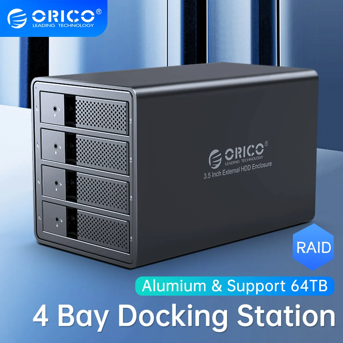 

ORICO 95 Series 4 Bay 3.5'' USB3.0 HDD Docking Station With 150W/72W Internal Power Adapter With Raid Aluminum Support 64TB UASP