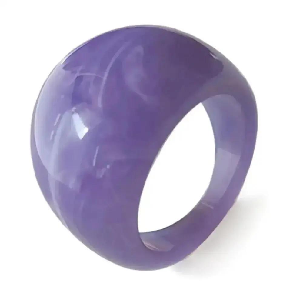 Anel acrílico transparente criativo padrão de mármore irregular engrossar anel exagerado roxo geométrico estilo elegante anel jóias