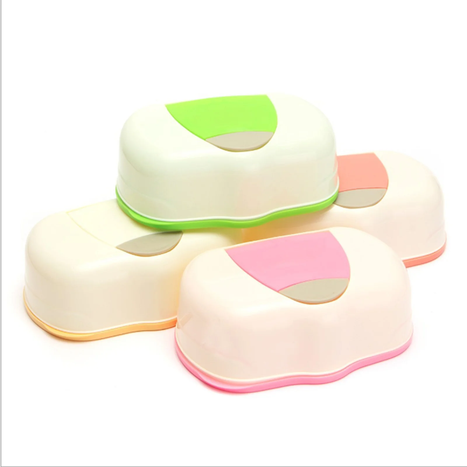 Wet Tissue Box with Cover Plastic Portable Button Pop-up Baby Wipes Napkin Storage Box Tissue Holder for holding 50-80 Wipes Hom