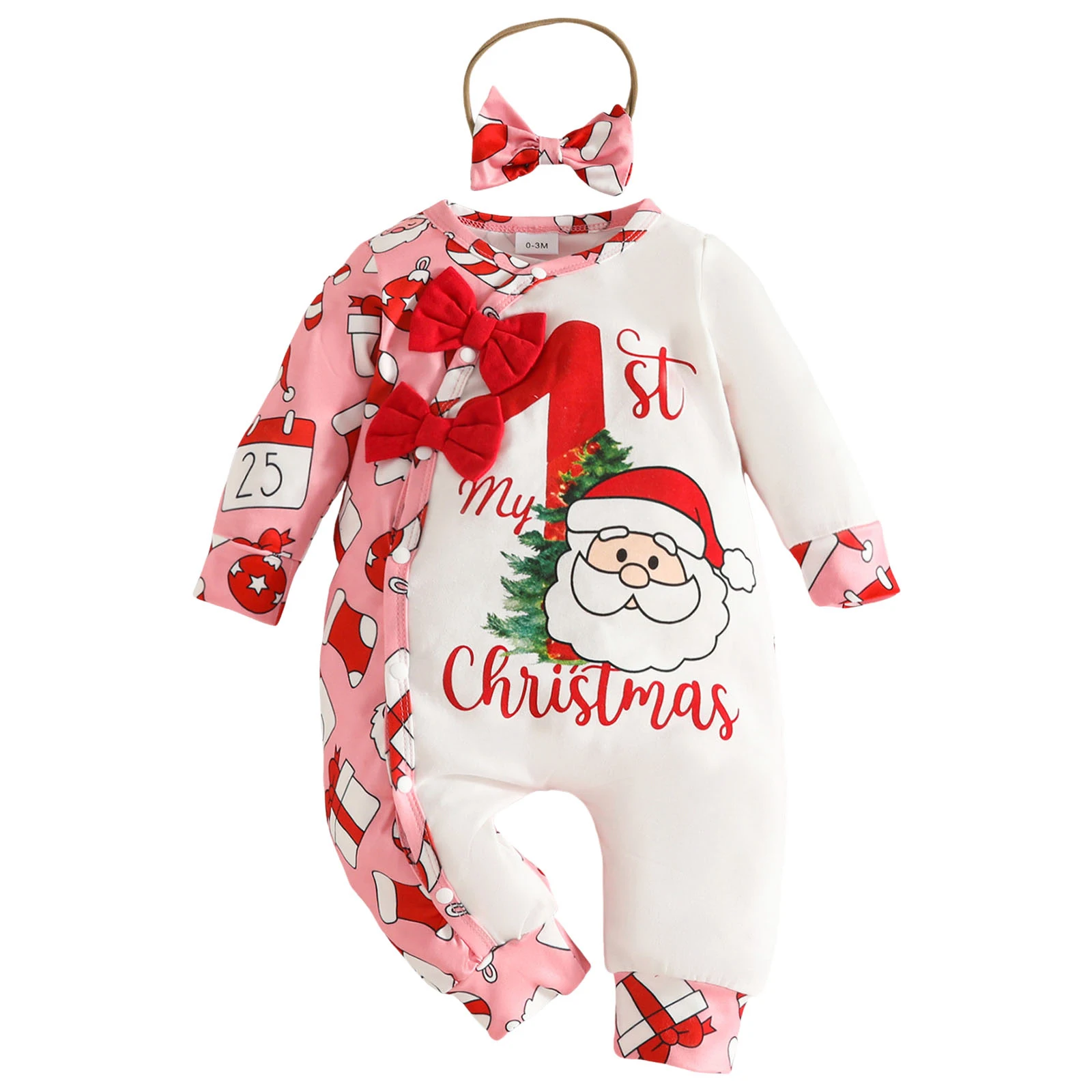 

6 Month Girl Clothes Baby Girl Christmas Outfit Newborn Romper Pants Set Fall Winter Infant Clothes First Plain Romper for Girls