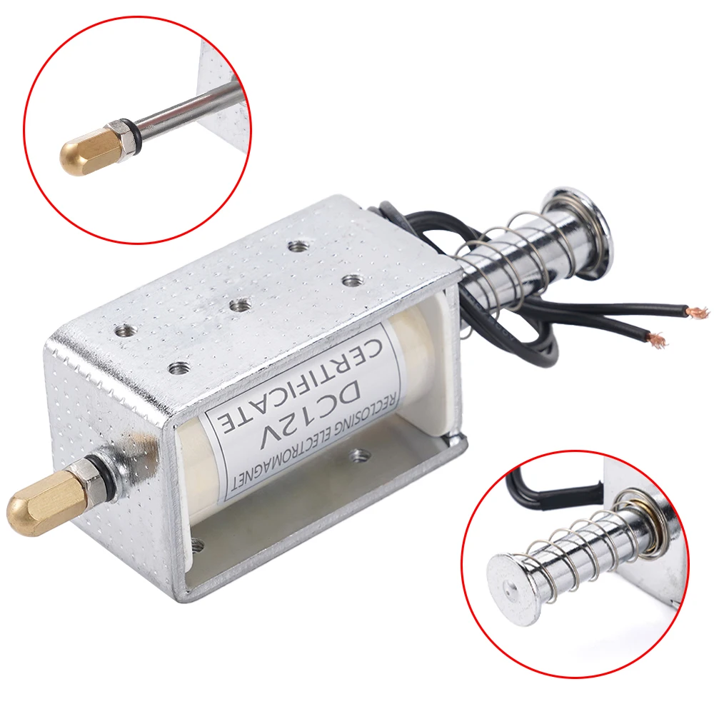 Electric Motor 35mm Long-Stroke Strong Push-Pull Solenoid DC 12V Motor Open Frame Linear Mini Electromagnetic Magnetic Solenoid