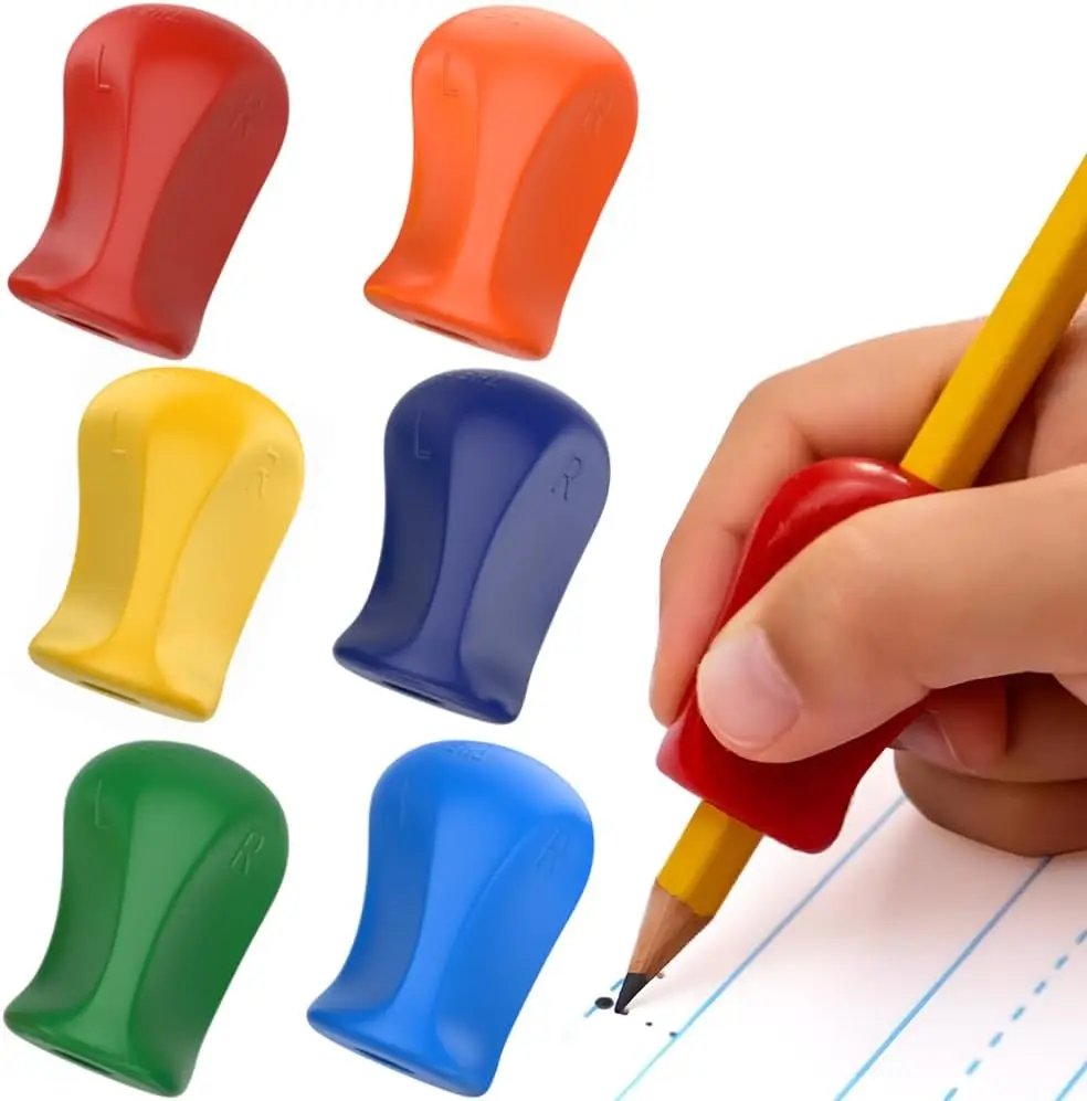 

Ergonomic Pencil Grips 6-Pack: Improve Handwriting, Reduce Fatigue, for Kids & Adults, Righties & Lefties